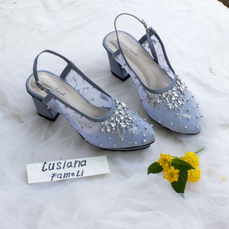 LEE_HANA I sendal sepatu pengantin wanita sepatu payet wedding shoes heels chunky sepatu kondangan s