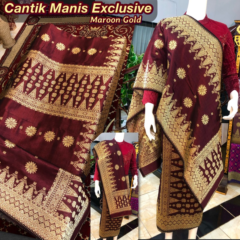 Songket Cantik Manis Exclusive Maroon Gold /songket tenun asli palembang /ilham songket palembang /s