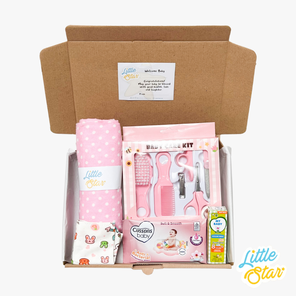 LS 5in1 Hampers Newborn Baby Care Gift Set Alat Perawatan Bayi Lahiran Handuk Bedong Bayi Baru Lahir Unisex Boy Girl