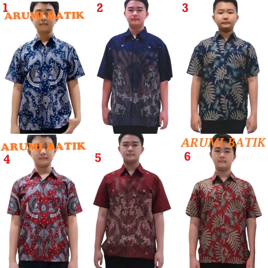 Baju Atasan Kemeja Batik Anak Laki Laki Perempuan Seragam Sekolah KB TK SD Mix A