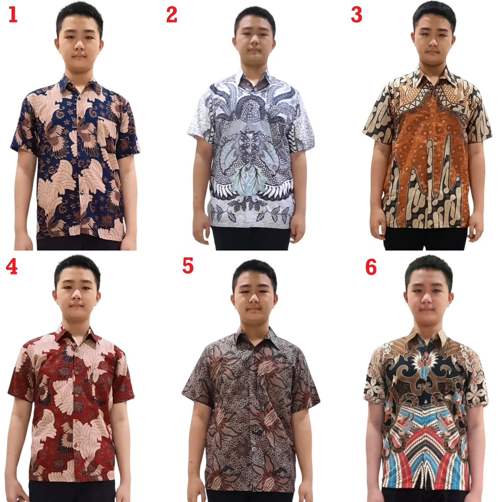 Baju Atasan Kemeja Batik Anak Laki Laki Perempuan Seragam Sekolah KB TK SD Mix D