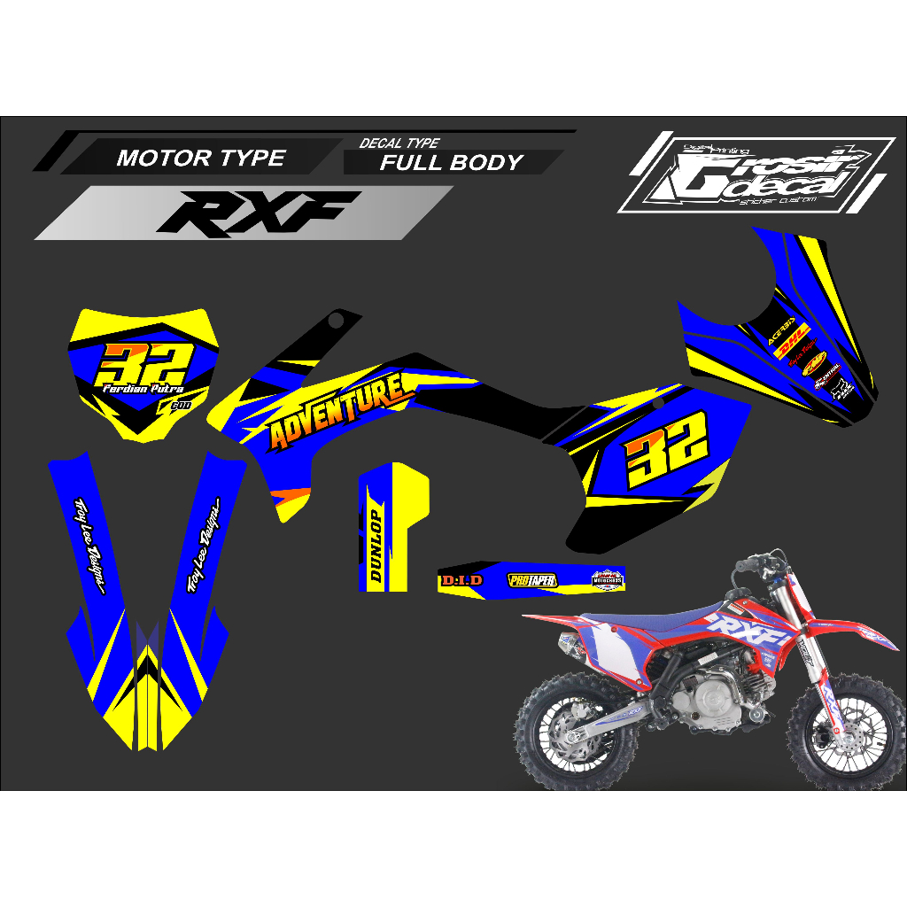 Sticker Decal Stiker Mini Trail RXF 50cc / 110cc / 125cc Full Body Free Custom