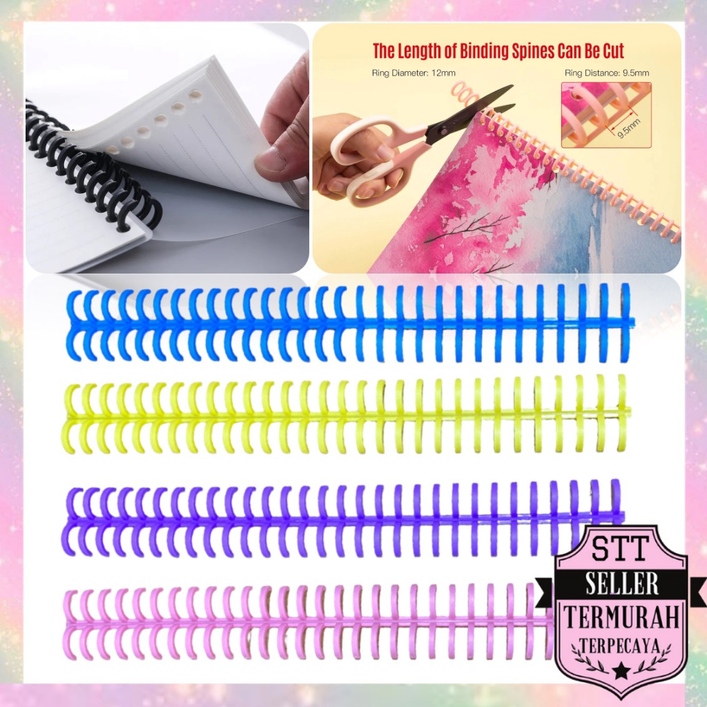 

STT Ring Binder Plastik Spiral 30 Lubang DIY Spiral Binder Strip Lingkaran Buku Cincin Pengikat Kertas Buku Album Buku Tempel Buku Spiral A4