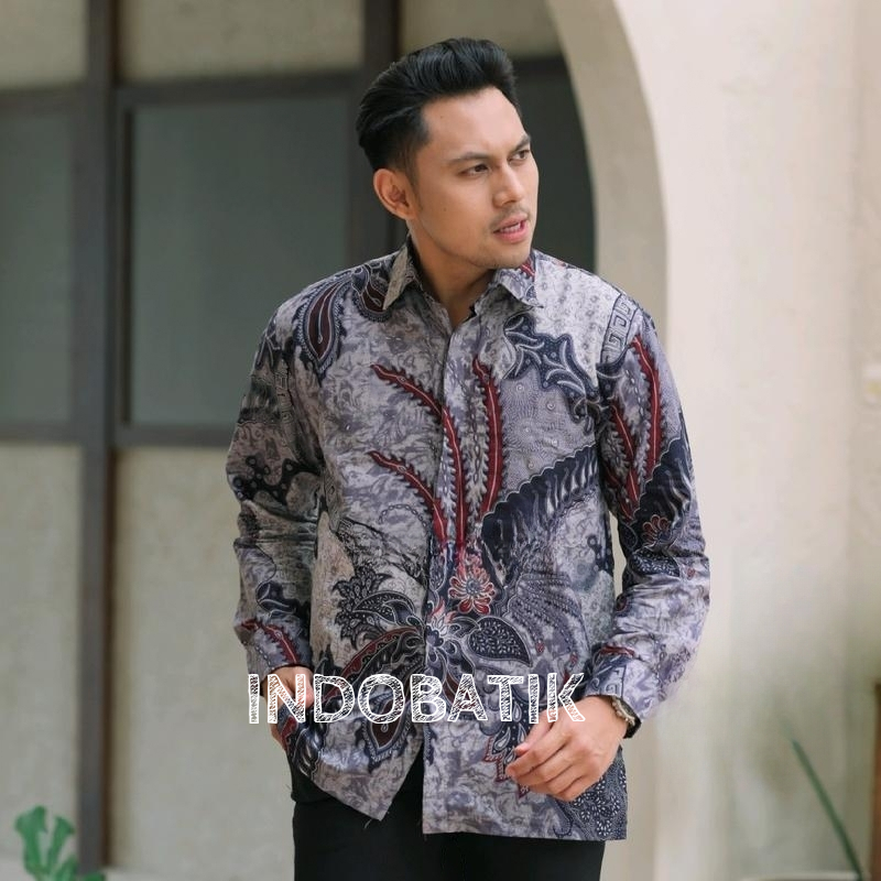 ATASAN KEMEJA BATIK PRIA LENGAN PANJANG WARNA UNGU LILAC PURPLE VIOLET / HEM BATIK PRIA WARNA UNGU M L XL XXL