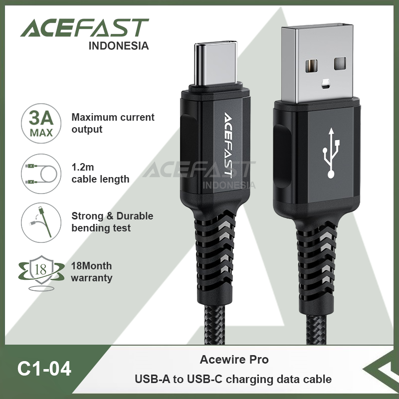Acefast Indonesia - Kabel Charger ACEFAST Acewire Pro C1-04 USB-A To USB-C Data Cable