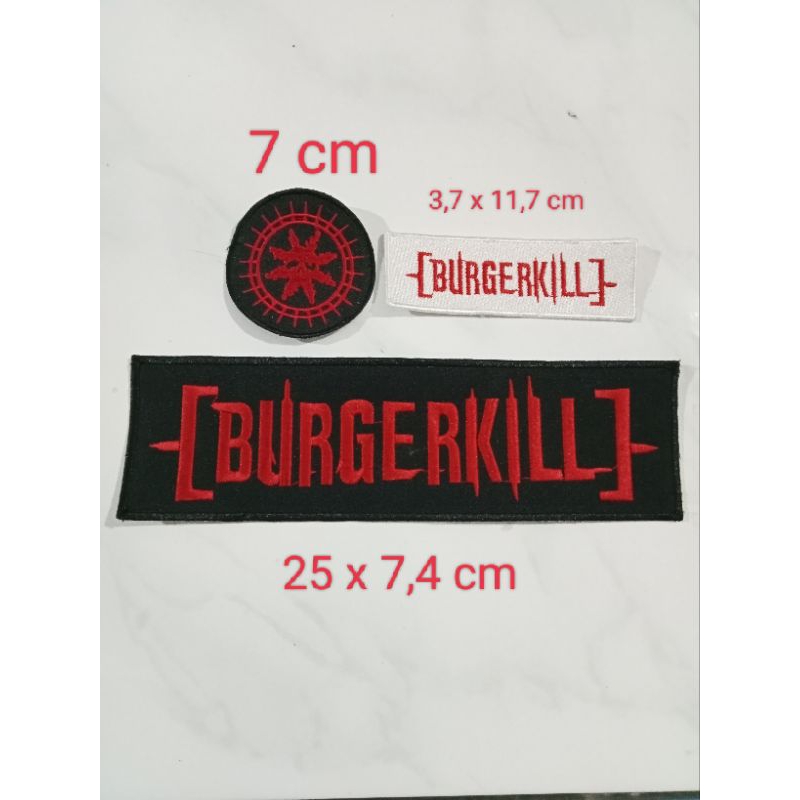 Patch bordir burgerkill bulat aksesoris jaket