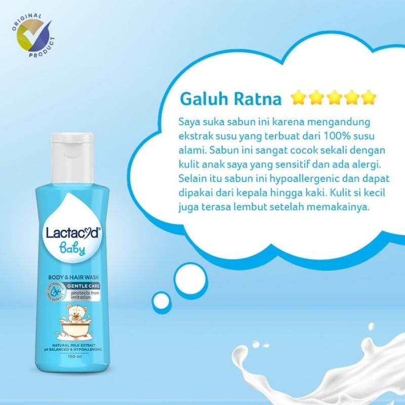 Lactacyd Baby Body &amp; Hair Wash Gentle Care dan Extra Milky | Sabun Bayi dan Anak Melindungi dari Iritasi dan Bakteri