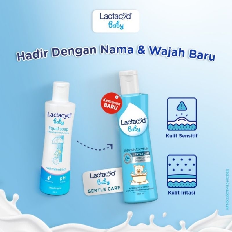 Lactacyd Baby Body &amp; Hair Wash Gentle Care dan Extra Milky | Sabun Bayi dan Anak Melindungi dari Iritasi dan Bakteri