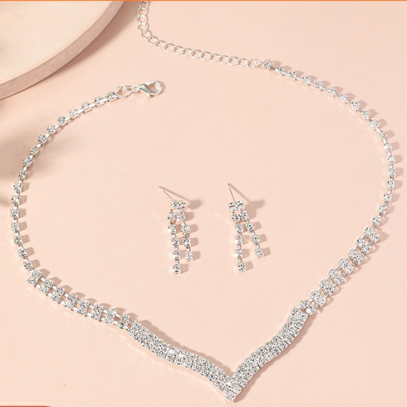 Perhiasan Pesta kalung Dan Anting 1 Set Untuk Pesta