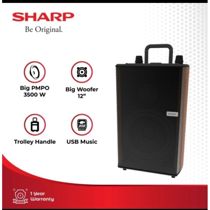 Speaker Trolley Sharp 12inch Body Kayu TRB-12MBO / TRB 12MBO (3500pmpo)