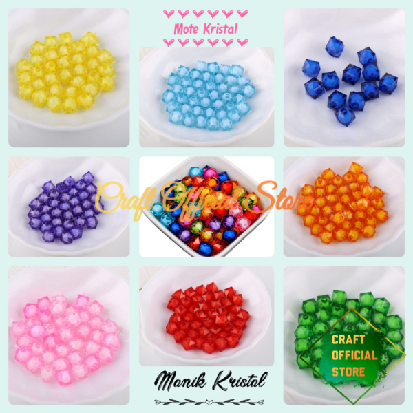 (60 Pcs) Manik Manik Kristal Akrilik Mote Kristal Bahan Craft DIY Import