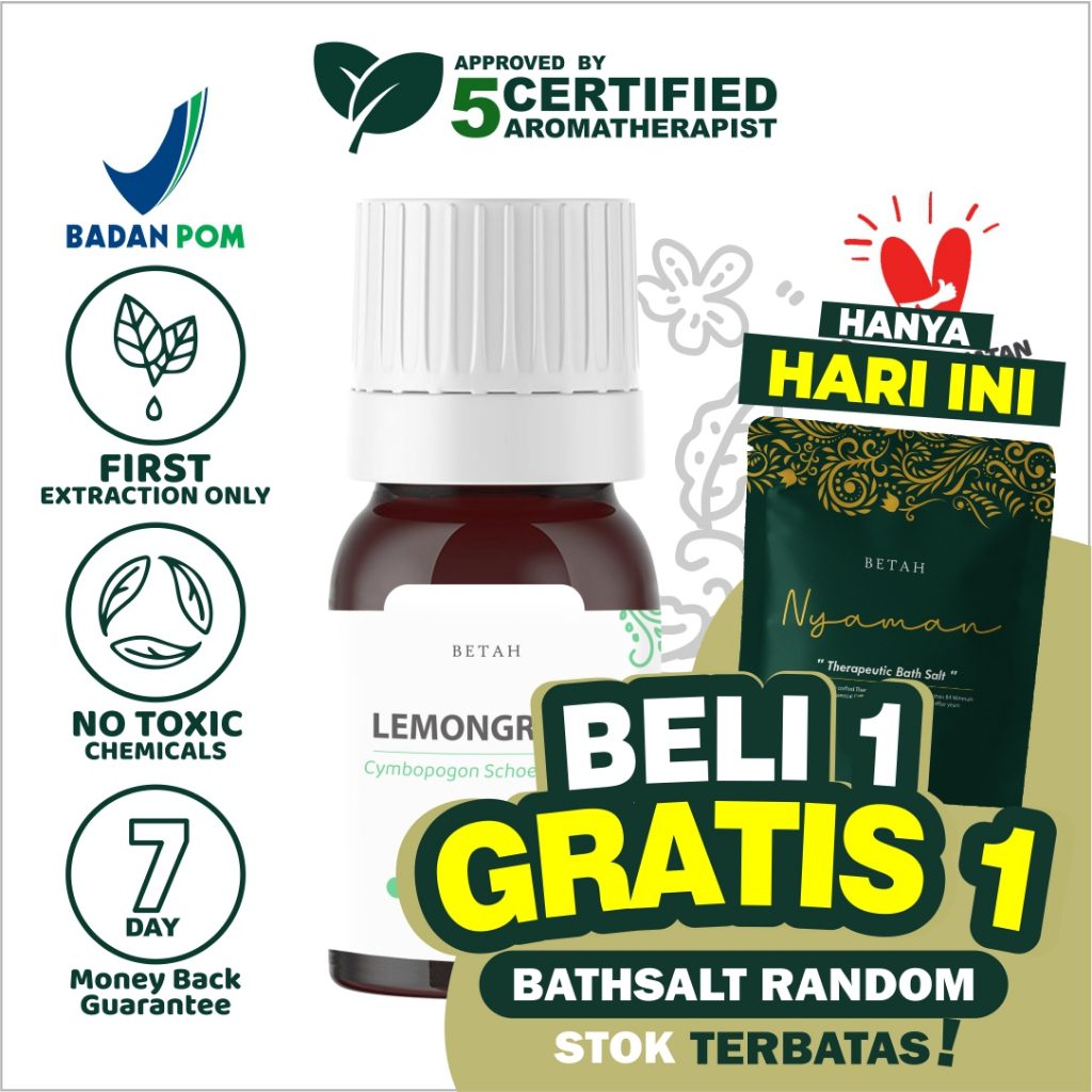 Betah LEMONGRASS Essential Oil Diffuser Humidifier Minyak Esensial Purifier Aromatherapy Difuser EO