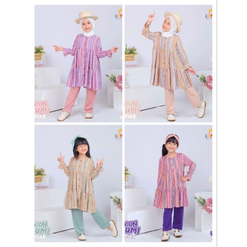 READY CUTEKIDS KIKAN ARUMI SERIES/ SETELAN ANAK/ MOTIF SALUR/ KIKAN SET