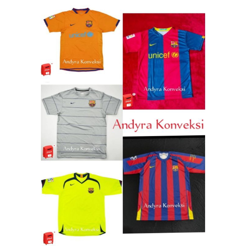 JERSEY RETRO BARCELONA 2004-2005 dan 2005-2006 - Full printing - FREE Custom NAME SET
