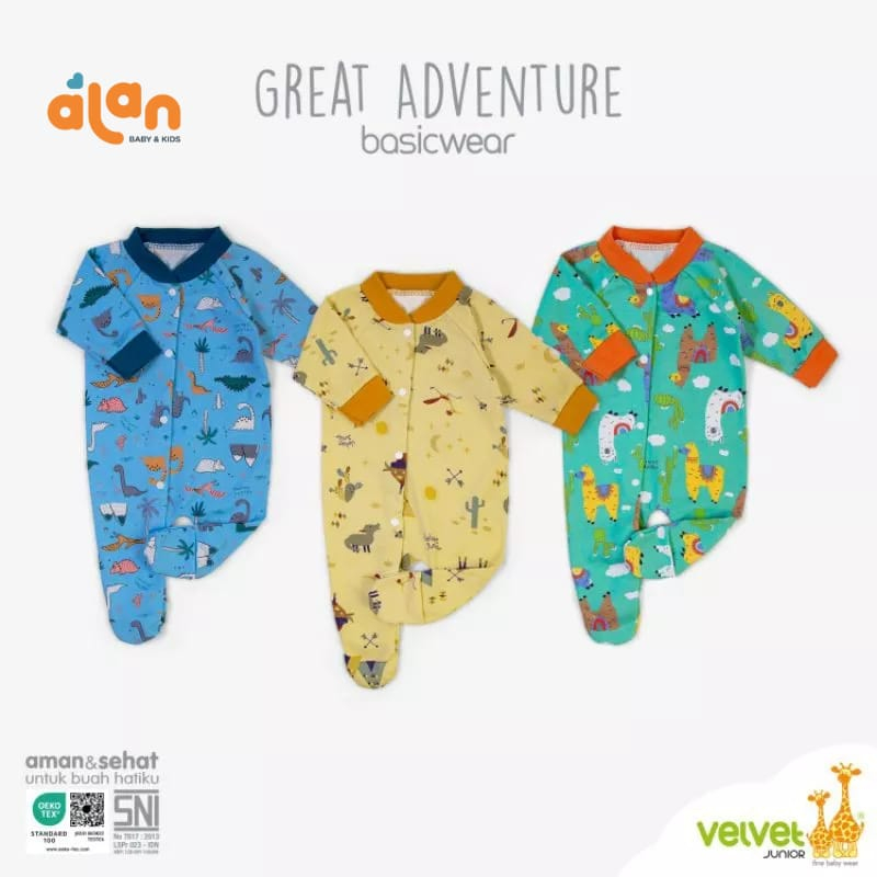 Velvet Junior Baju Kodok Tutup Kaki NB - Great Adventure Series Isi 3pcs