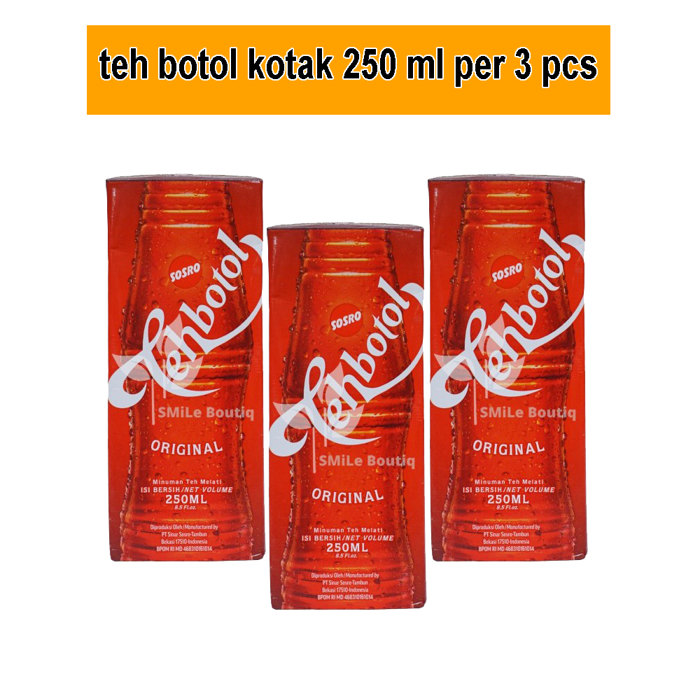 

Teh botol Sosro kotak 250 ml Originals isi 3 Pcs