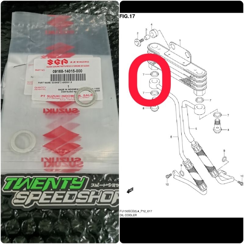 SUZUKI - GASKET RING TEMBAGA RING  OIL COOLER SATRIA FU KARBU 09168-14015-000