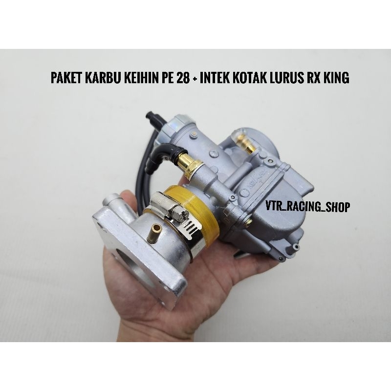 Intake Intek Manipol Manifold Kotak Rx King Lurus + Karbu Keihin PE 28