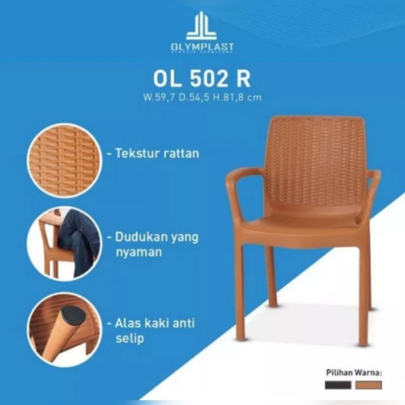 KURSI PLASTIK SANDARAN TANGAN OLYMPLAST 502 R