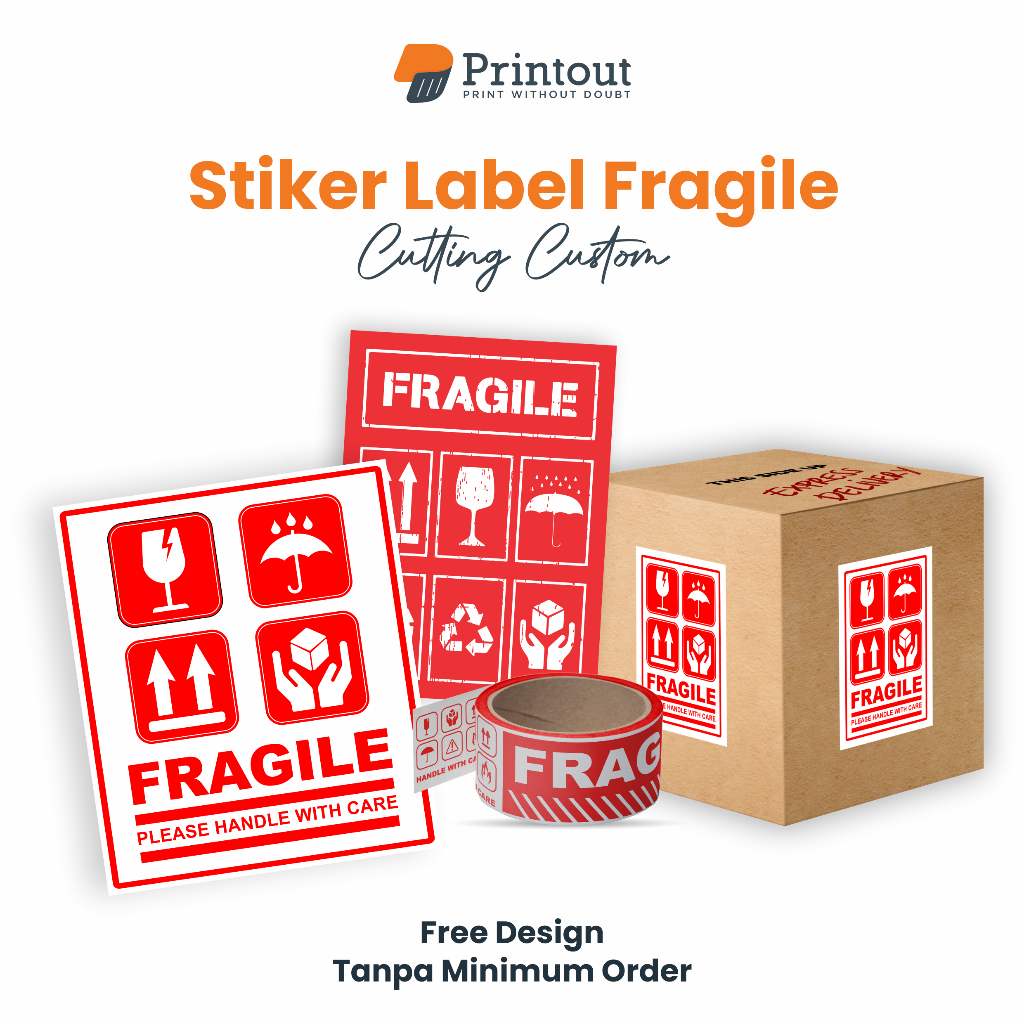 PRINTOUT Stiker Fragile Cetak Stiker Label Pengiriman Fragile - Stiker Label Fragile - PRINTOUT