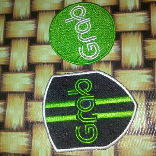 Logo emblem Grab Tameng + Bulat Bordir Komputer