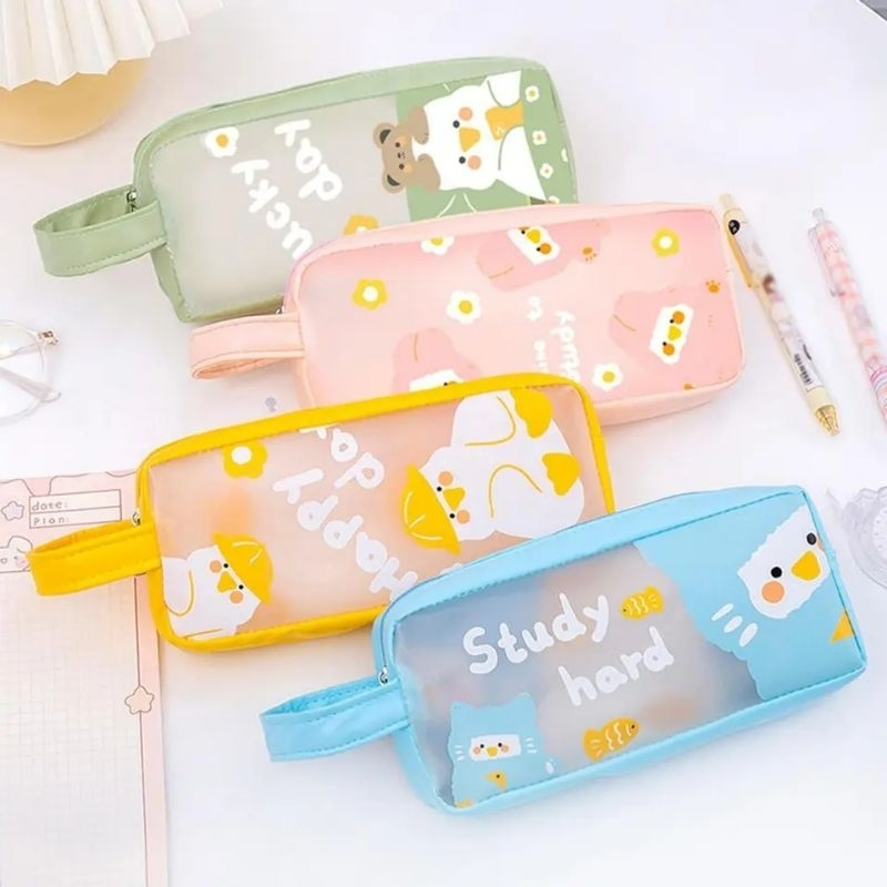 

KOTAK PENSIL TRANSPARANT/ TEMPAT PENSIL PVC/ PENCIL CASE TRANSPARENT/ KOTAK PENSIL KOREA IMPORT PVC