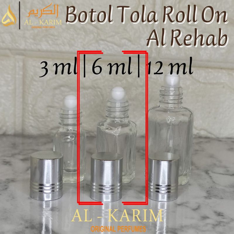 [1 Lusin] Botol Tola Silver Al Rehab 6ml Roll on Parfum Arab Travel Pack
