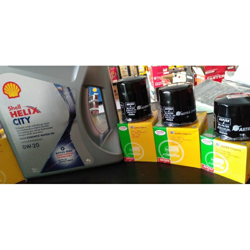 [[PAKET BUNDLING]] Shell Helix City 0w-20 API SP dan Filter Oli Aspira Astra. RAIZE Turbo, CIVIC CRV