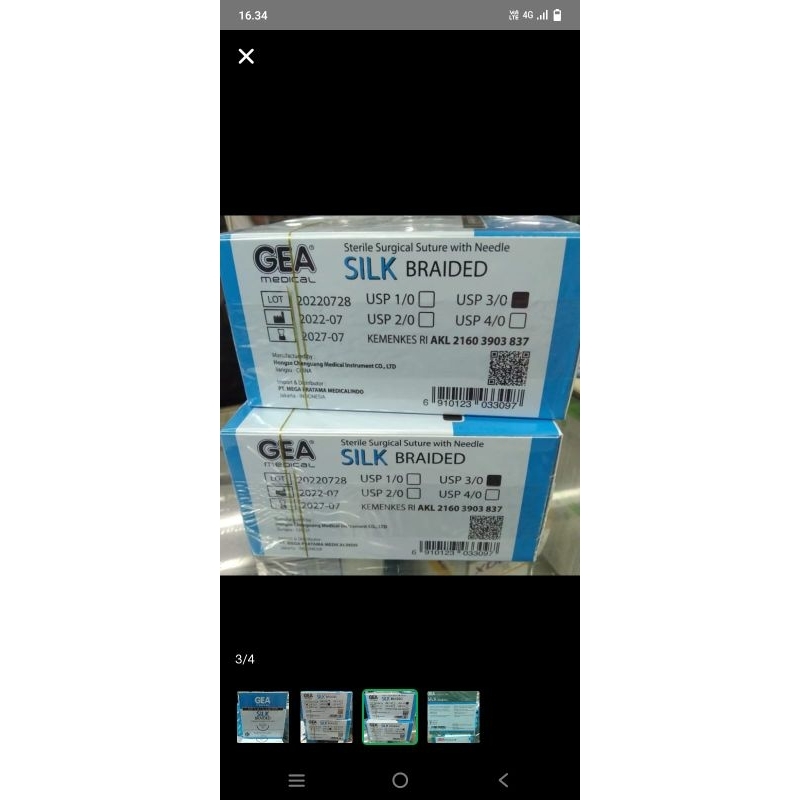 Benang Silk GEA Plus Jarum Isi 36 / Silk / Catgut Silk / Catgut Silk GEA / Silk Braided / Silk Braid