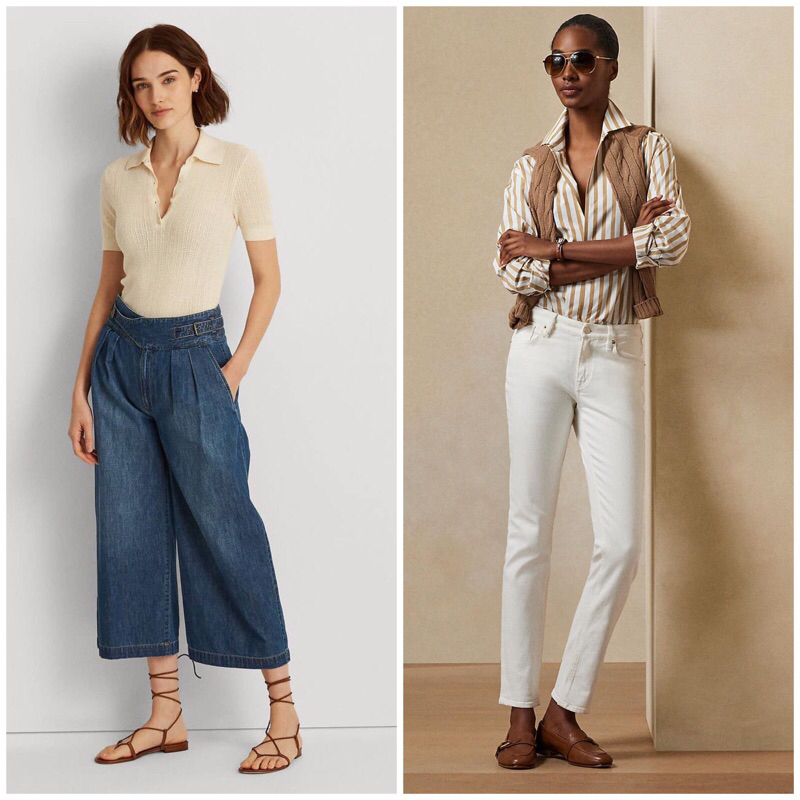 R#lph Lau denim pants jeans/ R#lph Lau white pants