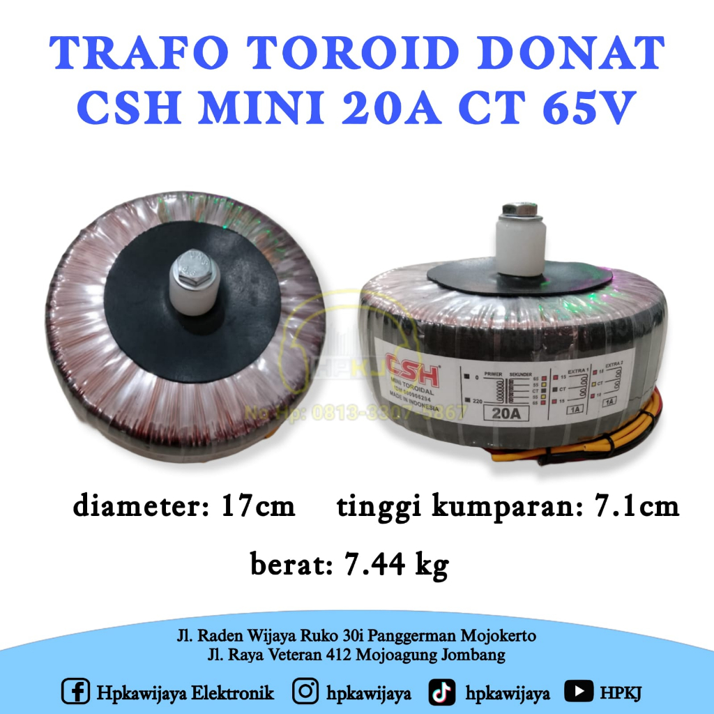 TRAFO TOROID DONAT CSH MINI 20A CT 65V trafo donat CSH 20 A CT 65 V