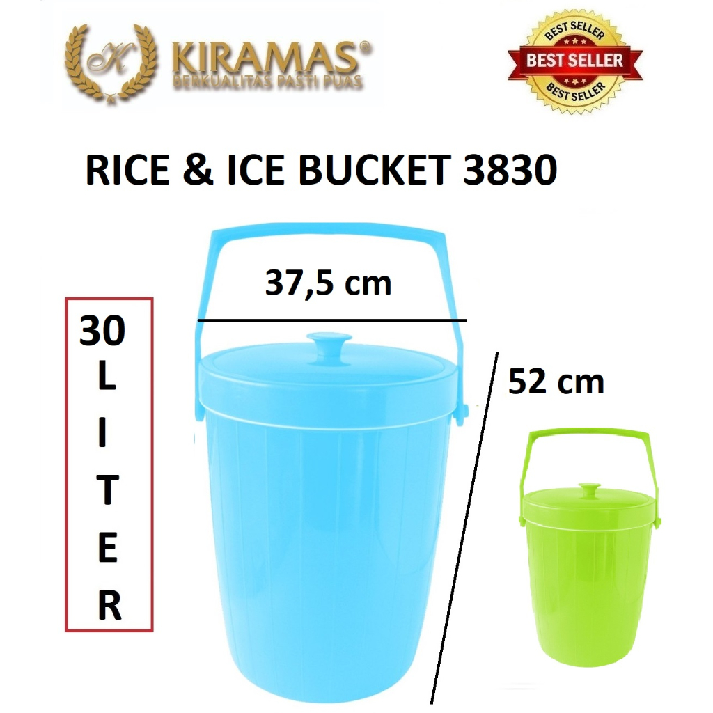 KIRAMAS Rice Bucket / Thermos Nasi / Es / Ice 30L 3830 (BY:GOJEK/GRAB)