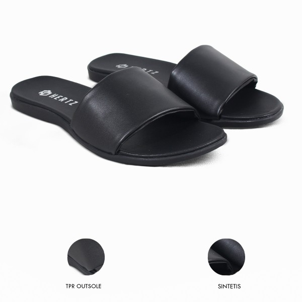 Sandal Wanita Kekinian H 3862 Brand Hertz Sandal Slop Santai Jalan Jalan Trendi Berkualitas - Hitam