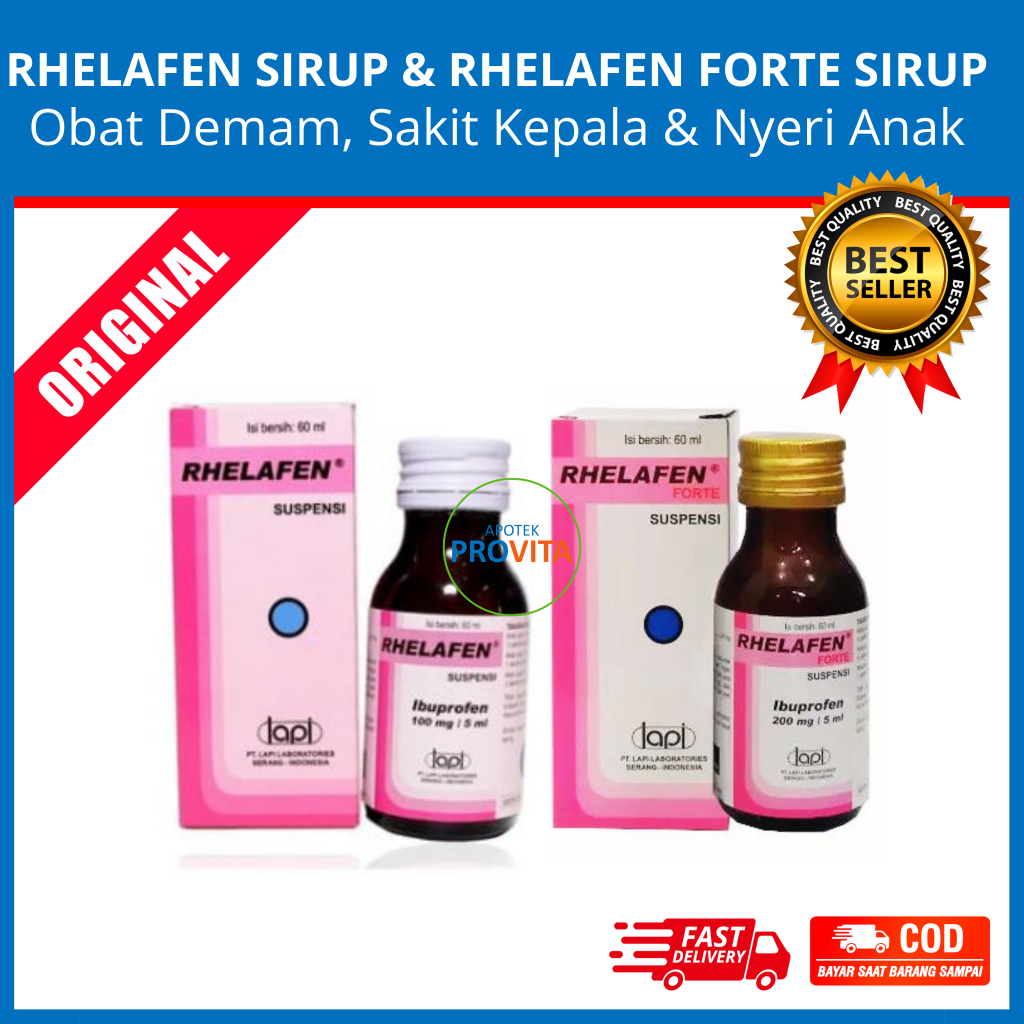 RHELAFEN SIRUP & RHELAFEN FORTE SIRUP 60 ML - Obat Demam Sakit Kepala Sakit Gigi Nyeri pada Anak .
