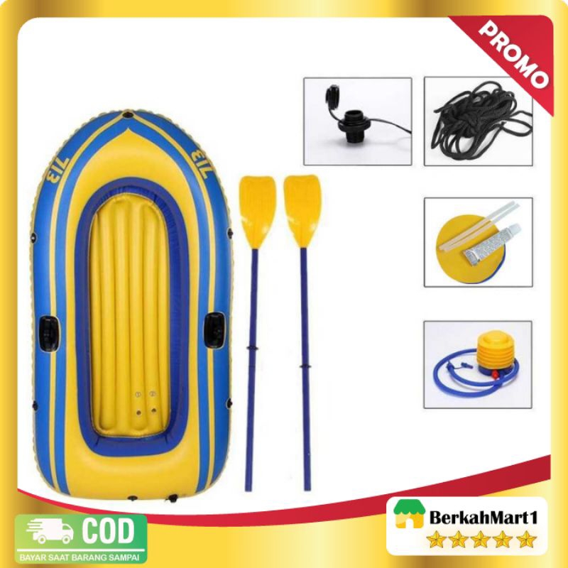 real dd Satu Set Perahu Karet Inflatable Kapasitas 2 Orang dengan Dayung Material Karet PVC Free
