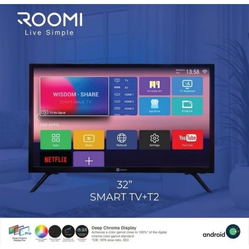 Roomi SmartTV Digital LED 32" Android 11