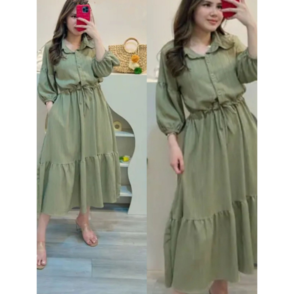 MIDI DRESS CALANA MIDI GAMIS PREMIUM WANITA MUSLIMAH AIRFLOW CRINCKLE CRINCLE TERMURAH / DRESS CRINK