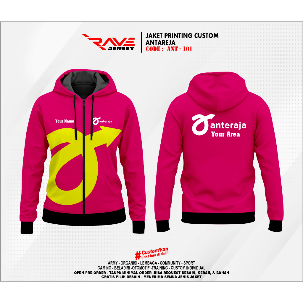 JAKET JASA KIRIM ANTER AJA PRINTING SUBLIM CUSTOM (DESAIN SUKA SUKA)