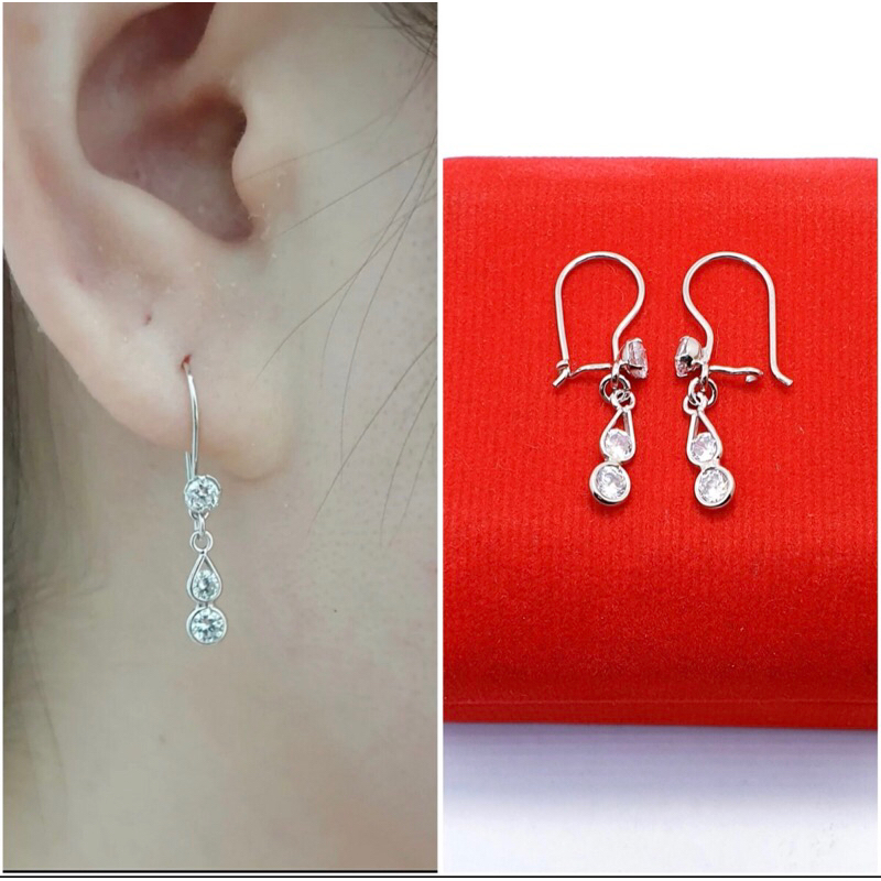 Anting cewek anting simple perak 925 lapis emas putih anting wanita