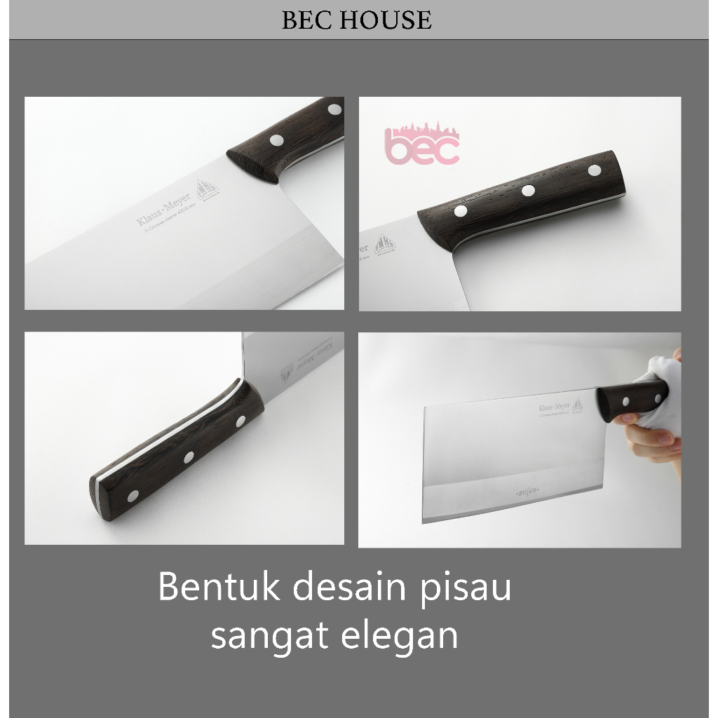 [Free-BatuAsah] Pisau Dapur Jerman Stainless Steel Multifungsi Gagang Kayu Super Tajam Chef Knife High Quality [Klaus-Meyer]