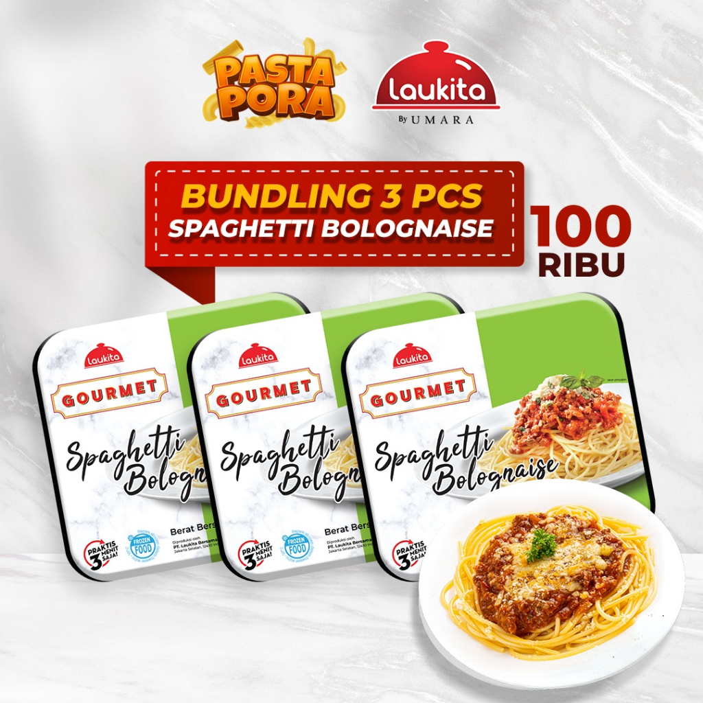 

Paket Laukita Gourmet Spageti Bolognaise Frozen Food Pasta - isi 3