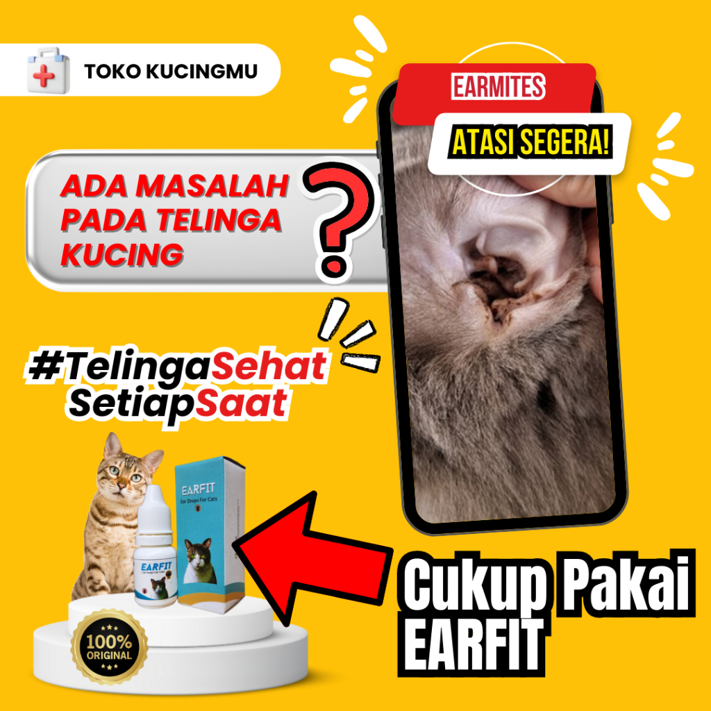 EARFIT Obat Tetes Telinga Kucing Earmites Kutu Kuping Conge Ampuh