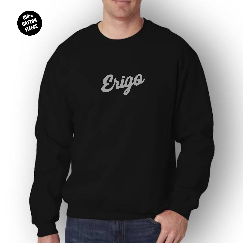 Sweater Distro Erigo Logo Abu Super Premium / baju sweater tebal pria distro premium keren oversize 