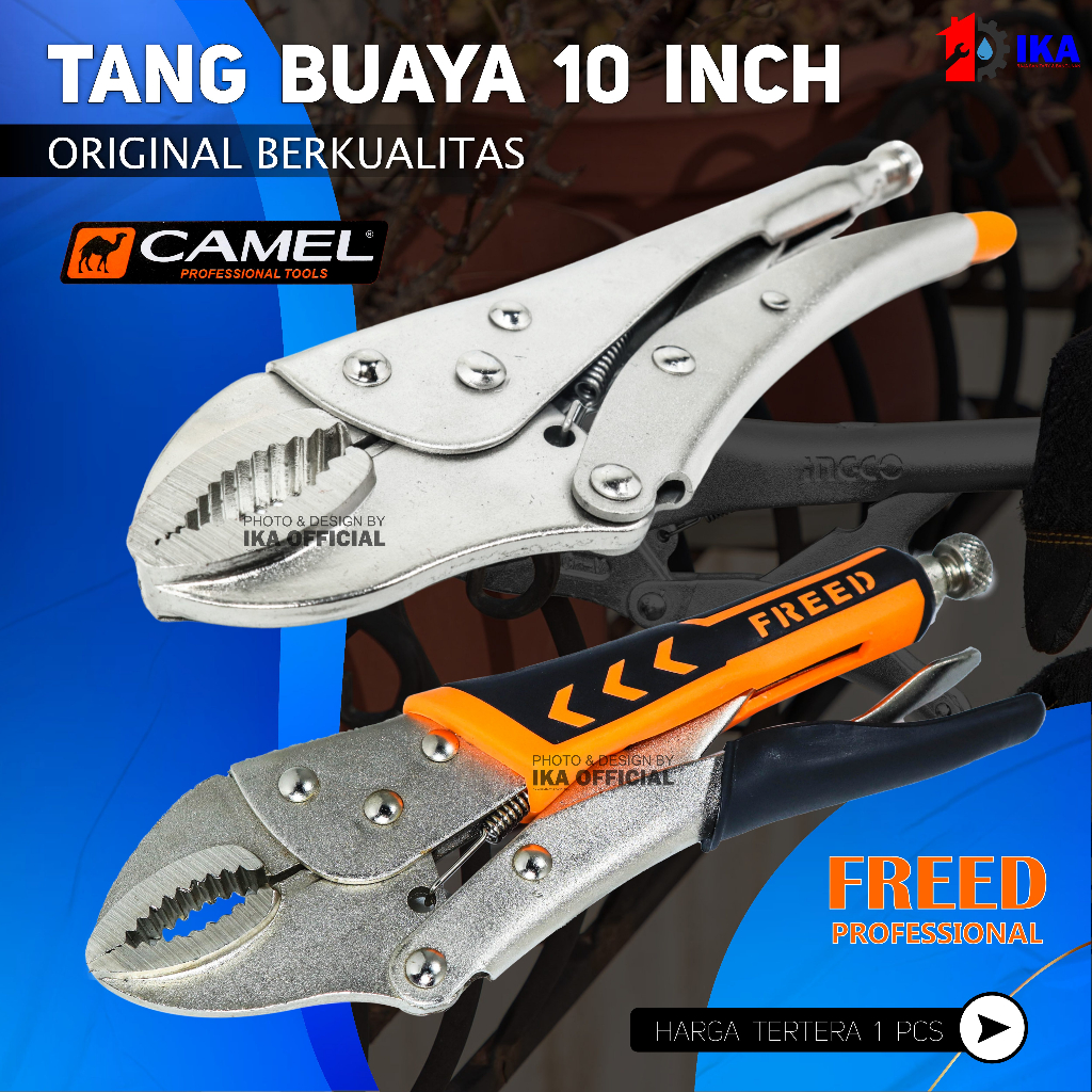 TANG BUAYA BENGKOK 10 INCH / tang buaya bengkok 10" / vice grip / Tang Jepit Buaya bengkok - Locking