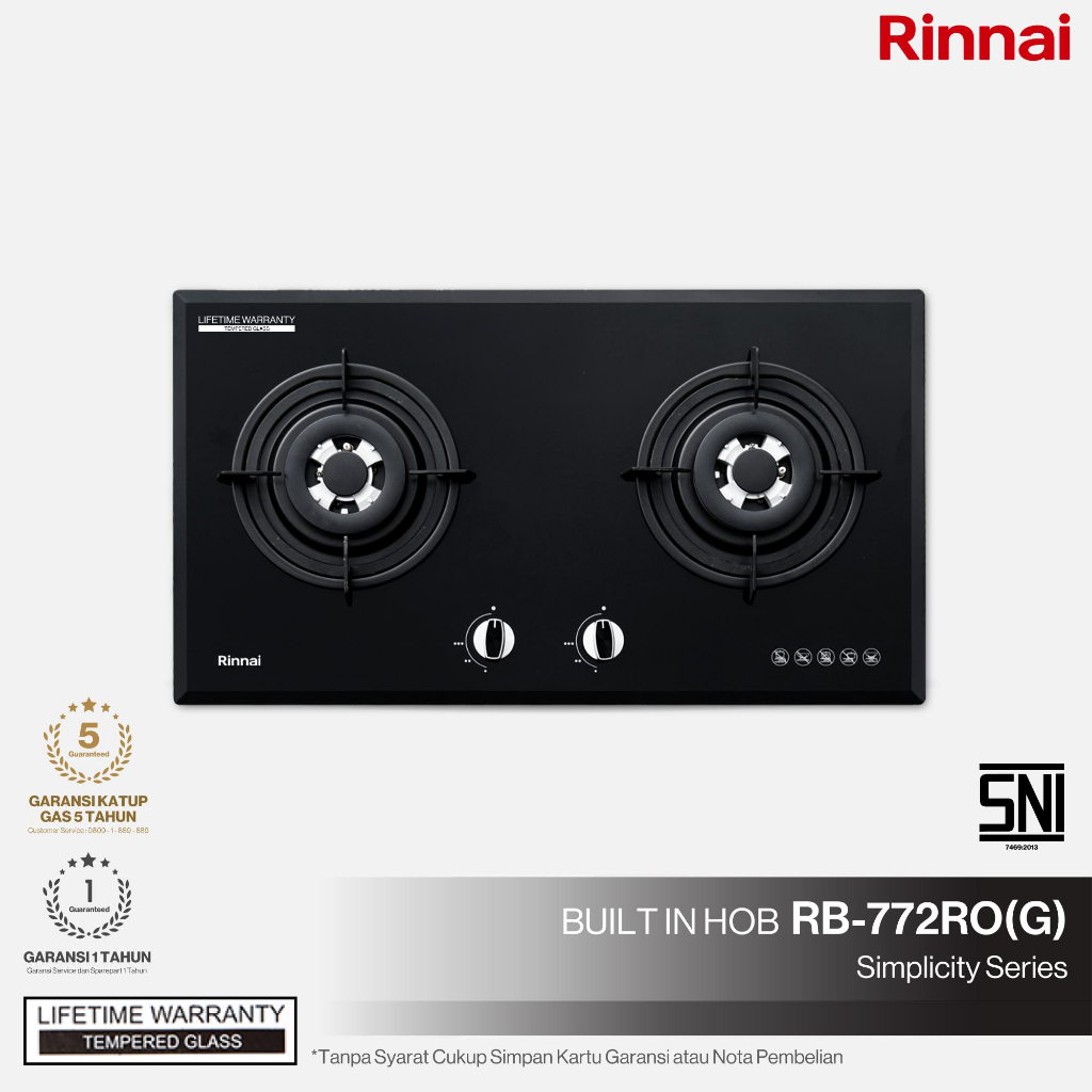 Kompor Tanam Gas Stove - RINNAI RB 772 RO (G)