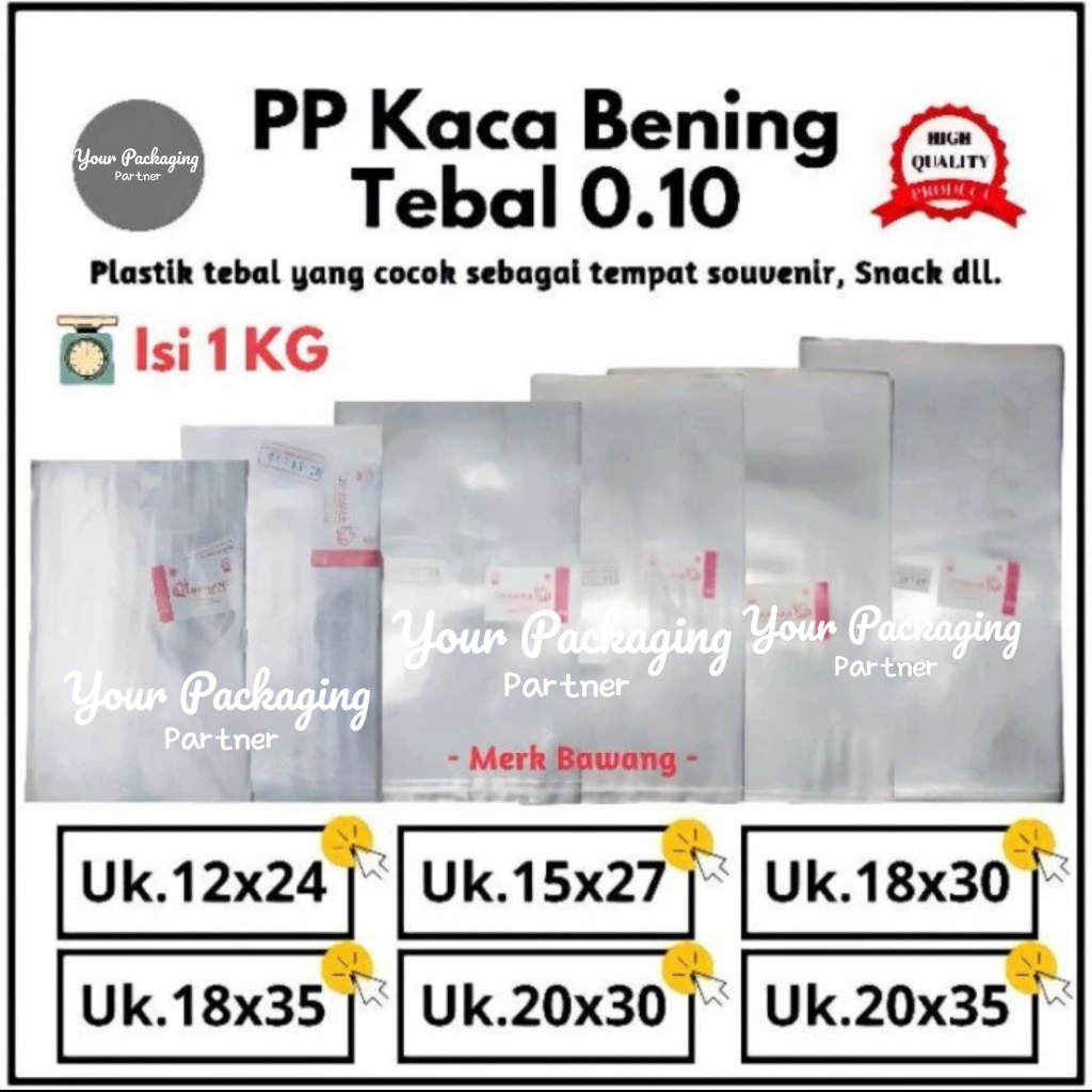 Tivana Home Pp Mika Bening Kaca Bawang Size Kantong Pp Mika Bening Tebal 0.10 Micron 500 Gram