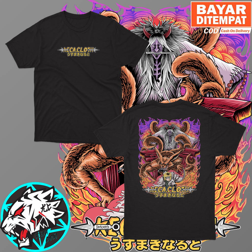 KAOS BAJU ANIME NARUTO MINATO NAMIKAZE X KURAMA SHIKIFUJIN BIG SIZE JUMBO KAOS MINATO UNISEX