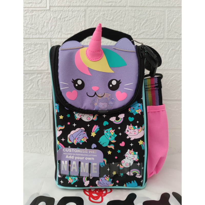 Smiggle Sky Hi Junior Id Lunchbox With Strap - Tas Bekal Smiggle Black Purple Unicorn