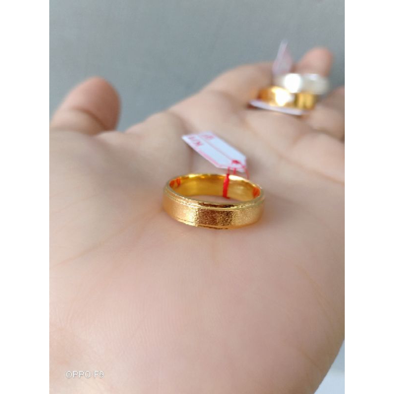 cincin kawin polos perak lapis emas 22k