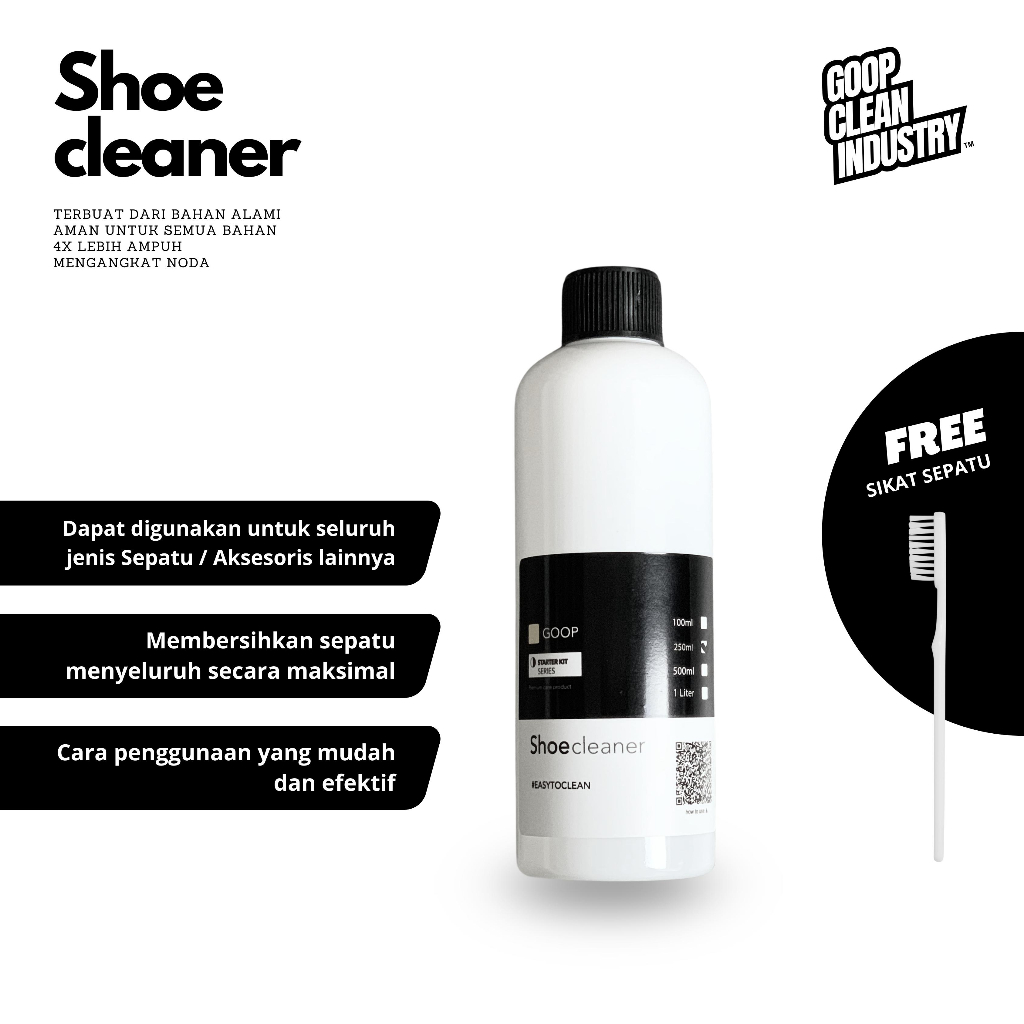GOOP SHOE CLEANER 250ml free sikat - Pembersih sepatu - sabun cuci sepatu - perawatan seaptu - sabun